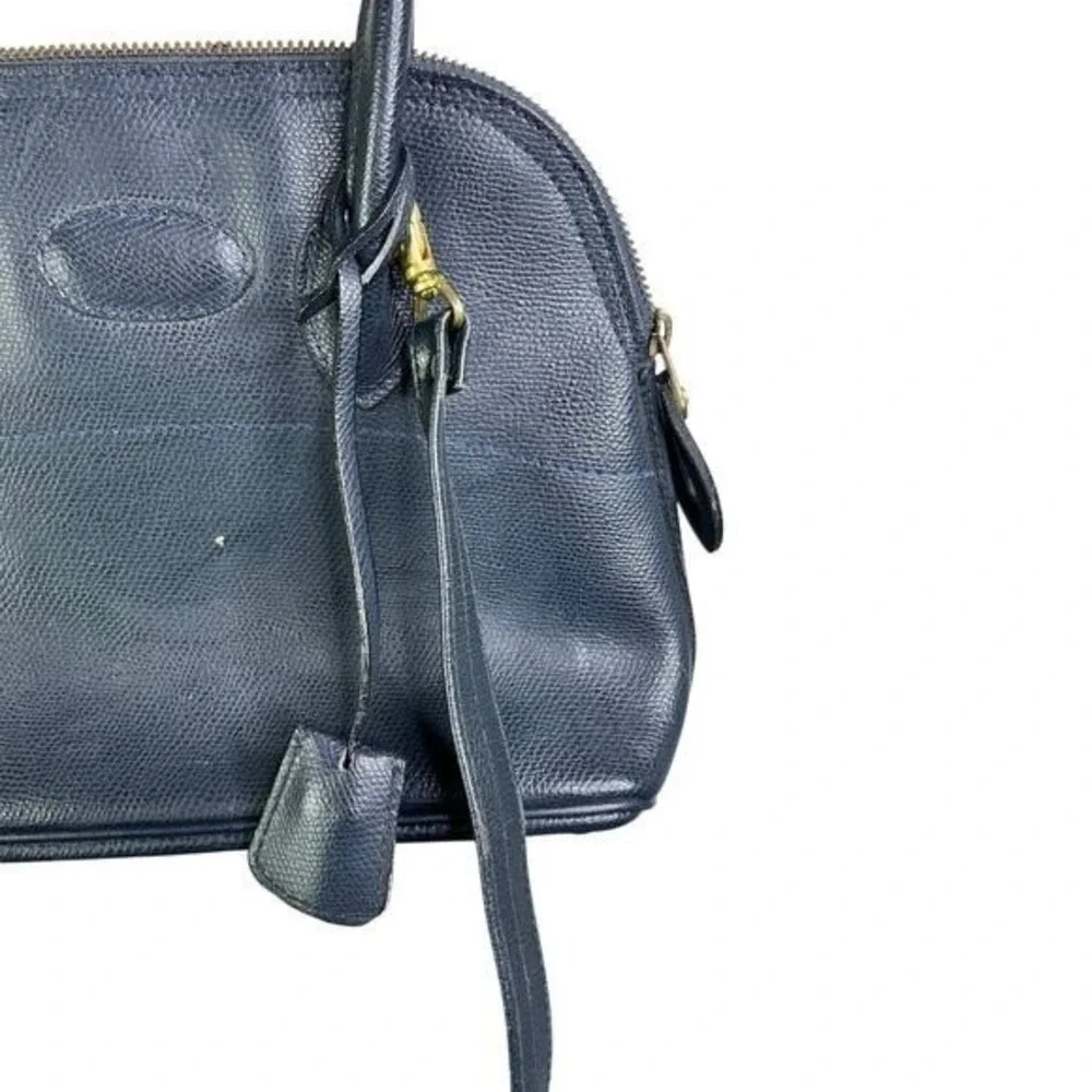 Vintage Leather Italian Dome‎ Satchel Top Handle Crossbody Bag Classic Old Money